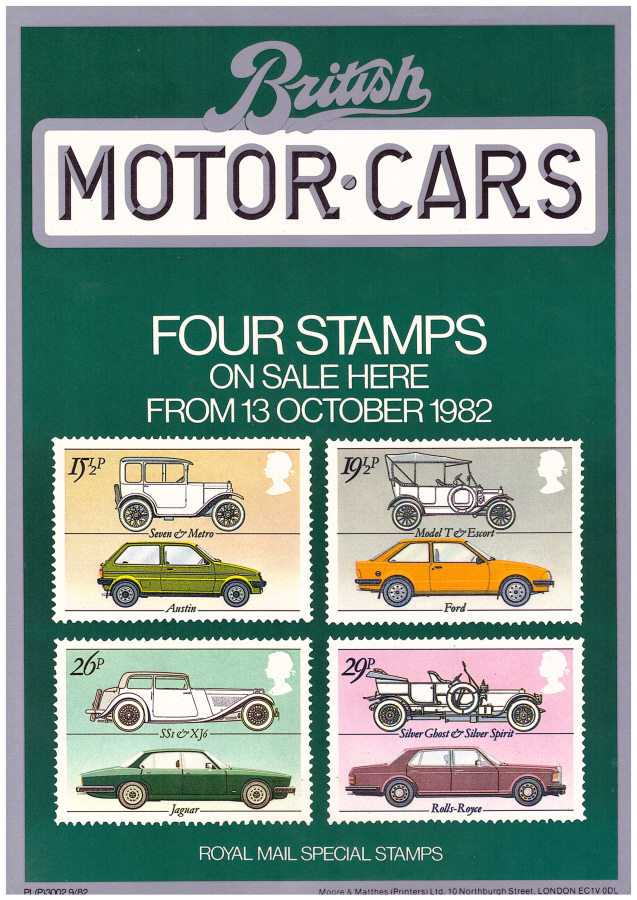 (image for) 1982 British Motor Cars Post Office A4 poster. PL(P) 3002 9/82.